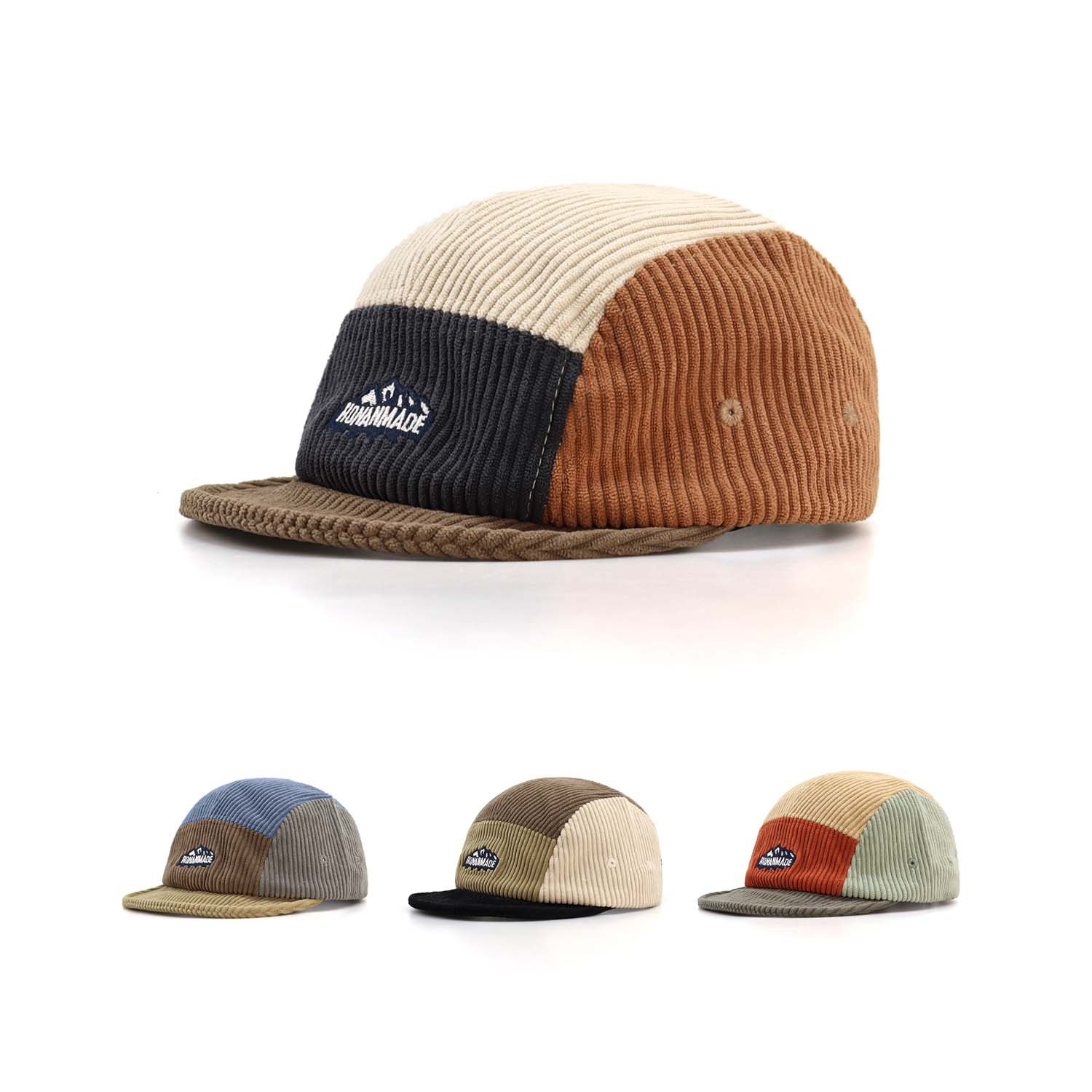 Corduroy Cap 5 Panel - 2026 Herbst Winter Neue Cord-Colorblock 5-Panel-Kappe,